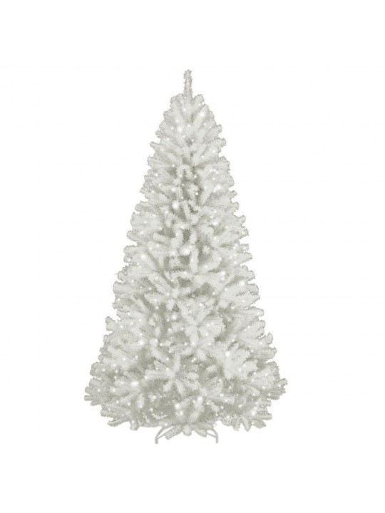 7 ft. North Valley White Spruce Hinged Artificial Christmas Tree with Glitter and 550 Clear Lights
