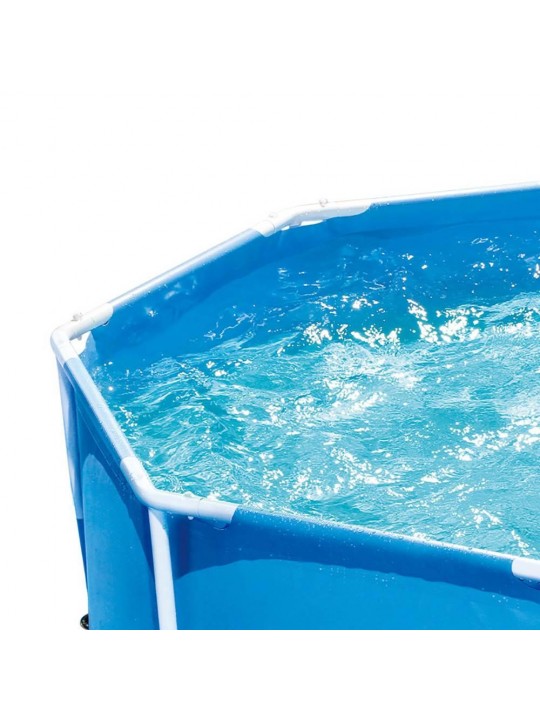 8ft x 30in Round Metal Frame Above Ground Swimming Pool & Pump