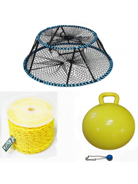 Vinyl Coated Tower style prawn Trap, 400' Poly Rope with Line Weight and 15