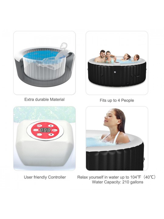 Inflatable Bubble Massage Spa Hot Tub 4 Person White