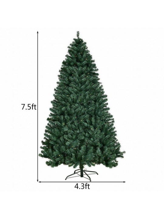 7.5 ft. Pre-Lit Hinged PVC Artificial Christmas Tree with 400-LED Lights and Stand