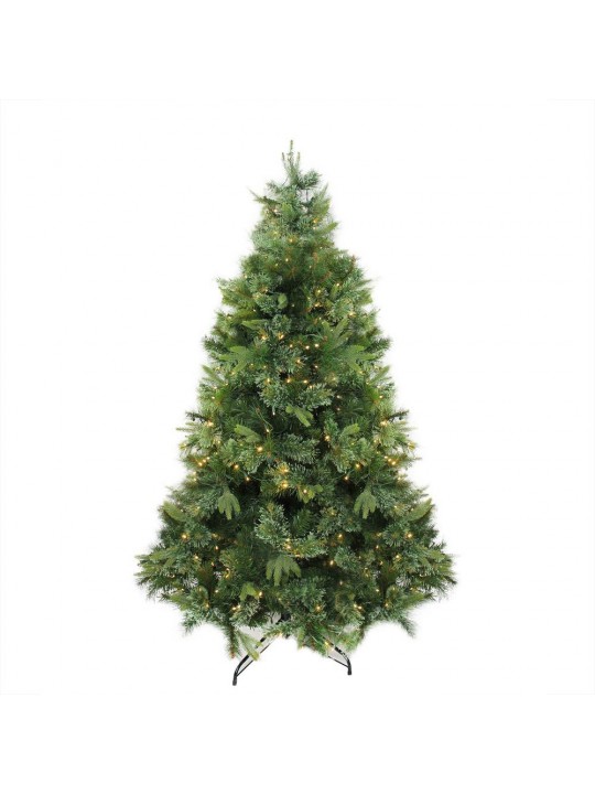 7.5 ft. x 55 in. Pre-Lit Cashmere Mixed Pine Artificial Christmas Tree Warm White LED Lights